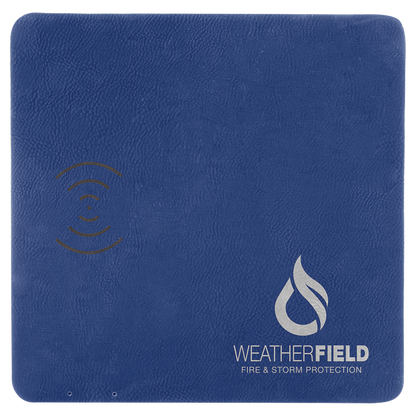 Blue/Silver 8" x 8" Laserable Leatherette Phone Charging Mat