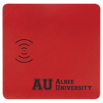 Red 8" x 8" Laserable Leatherette Phone Charging Mat