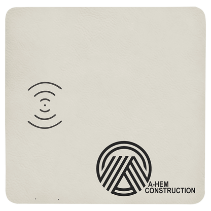 White 8" x 8" Laserable Leatherette Phone Charging Mat