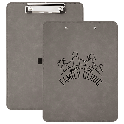 Gray 9" x 12 1/2" Laserable Leatherette Clipboard