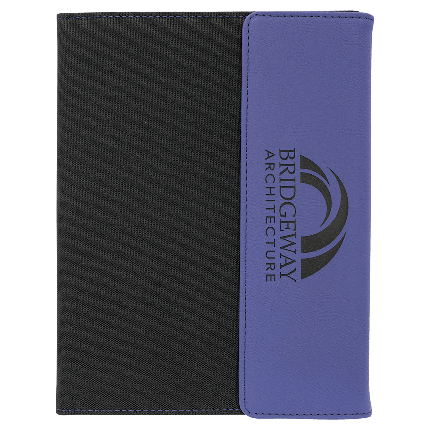 Purple Laserable Leatherette / Black 7" x 9" Canvas Portfolio with Notepad