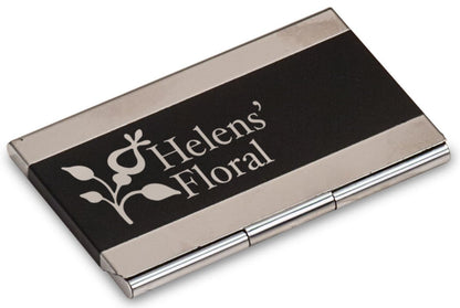 Black 3 3/4" x 2 1/2" Laserable Business Card Holder