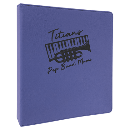 Purple/Black 10 1/2" x 11 1/2" Laserable Leatherette 3 Ring Binder with 1" Slant D Rings