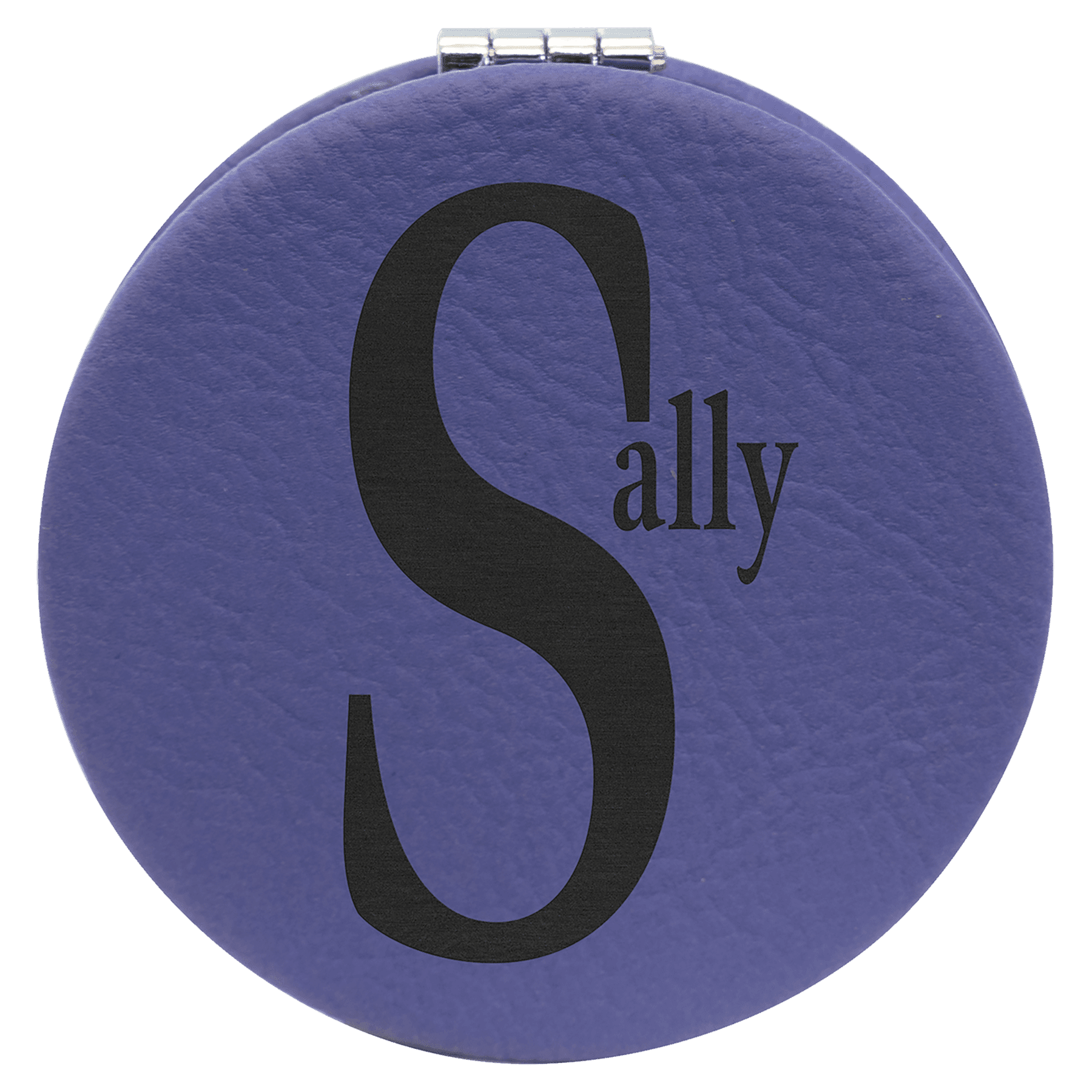 Purple 2 1/2" Laserable Leatherette Compact Mirror