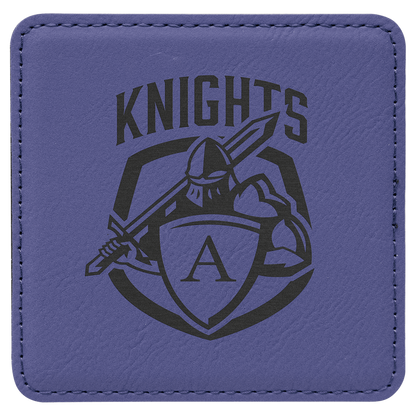 Purple 2 4" x 4" Square Laserable Leatherette 6-Coaster Set