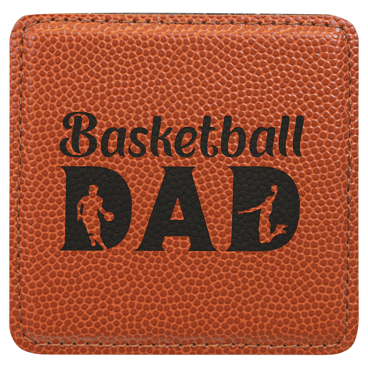 4" x 4" Square Basketball Laserable Leatherette Coaster