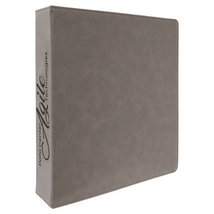 Gray 2 10 1/2" x 11 1/2" Laserable Leatherette 3 Ring Binder with 1" Slant D Rings