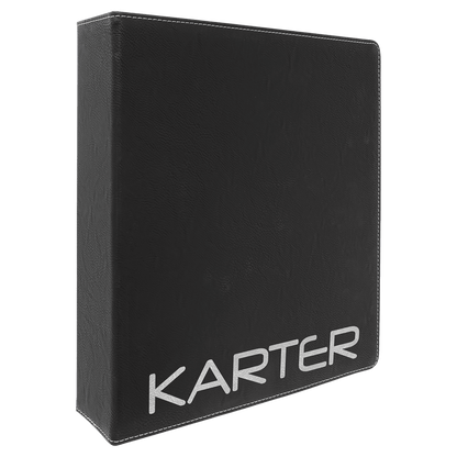 Black 10 1/2" x 11 1/2" Laserable Leatherette 3 Ring Binder with 1" Slant D Rings
