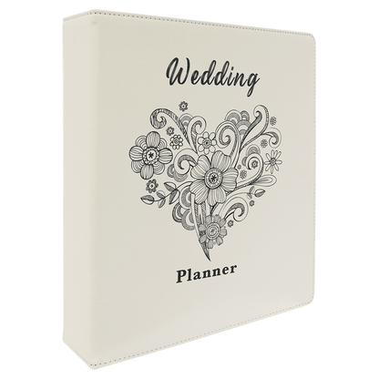 White/Black 10 1/2" x 11 1/2" Laserable Leatherette 3 Ring Binder with 1" Slant D Rings
