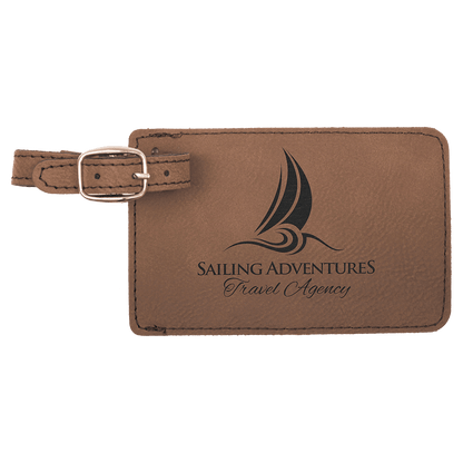 Dark Brown 4 1/4" x 2 3/4" Laserable Leatherette Luggage Tag