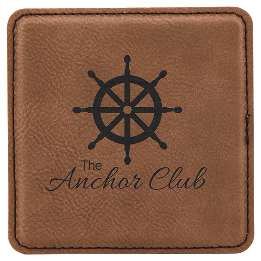 Dark Brown 4" x 4" Square Laserable Leatherette Coaster