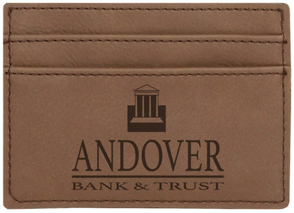 Dark Brown 4" x 2 3/4" Laserable Leatherette Wallet Clip