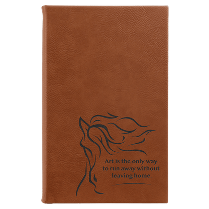 Rawhide 5 1/4" x 8 1/4" Laserable Leatherette Sketch Book with Unlined Notepad