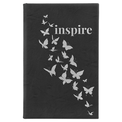 Black/Silver 5 1/4" x 8 1/4" Laserable Leatherette Sketch Book with Unlined Notepad