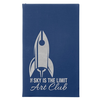 Blue/Silver 5 1/4" x 8 1/4" Laserable Leatherette Sketch Book with Unlined Notepad