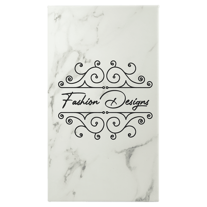 White Marble 5 1/4" x 8 1/4" Laserable Leatherette Sketch Book with Unlined Notepad