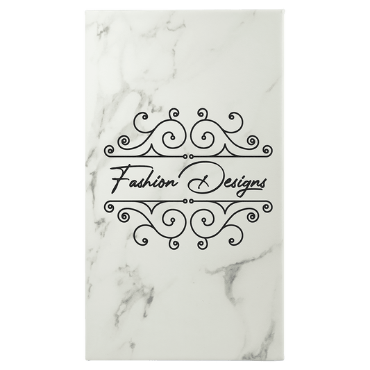 5 1/4" x 8 1/4" White Marble Laserable Leatherette Sketch Book with Unlined Notepad