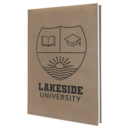 Light Brown 7" x 9 3/4" Laserable Leatherette Journal with Lined Notepad