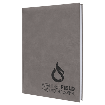 Gray 7" x 9 3/4" Laserable Leatherette Journal with Lined Notepad
