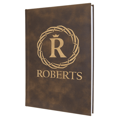 Rustic/Gold 7" x 9 3/4" Laserable Leatherette Journal with Lined Notepad