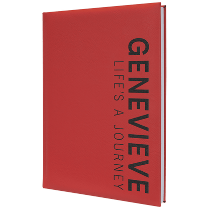Red 7" x 9 3/4" Laserable Leatherette Journal with Lined Notepad