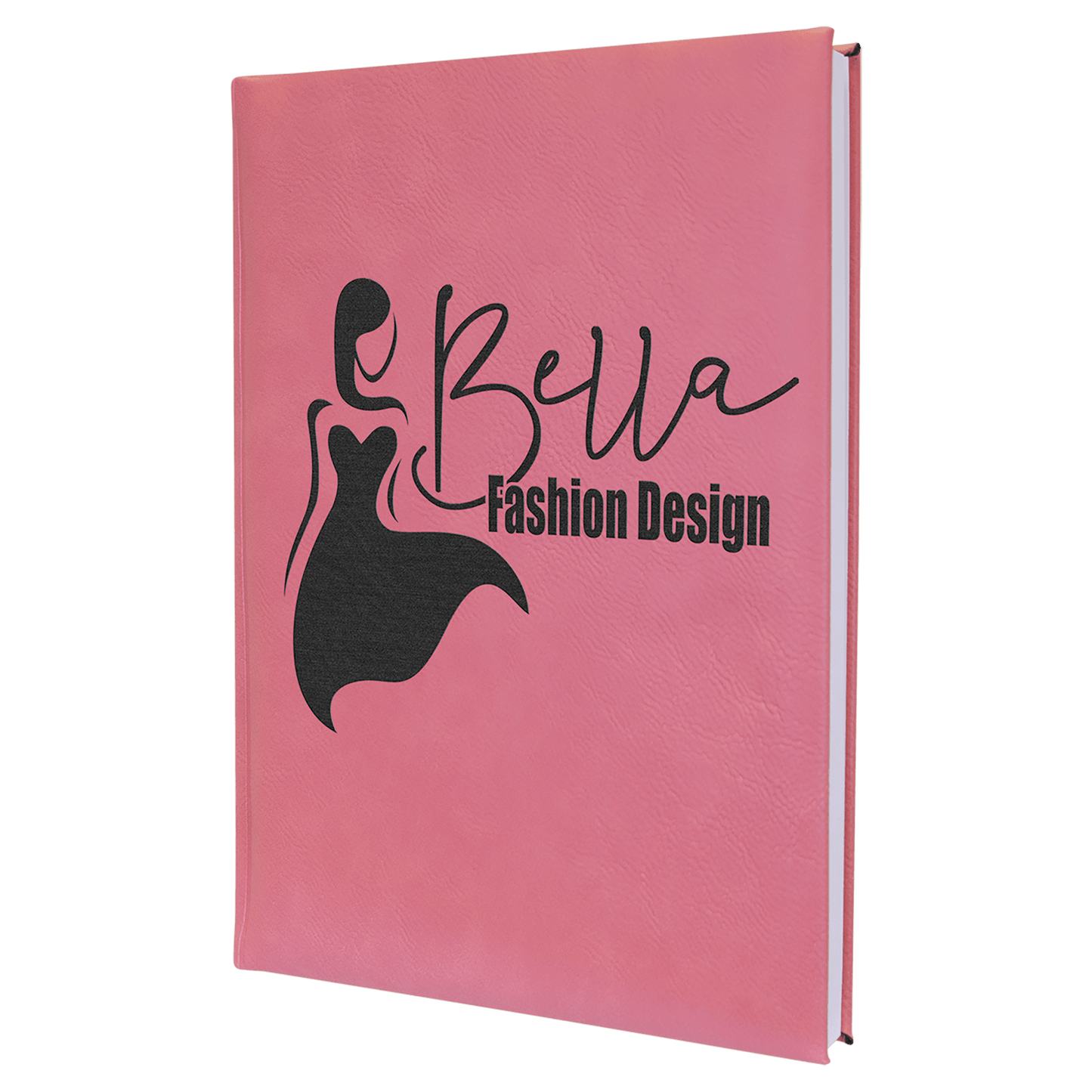 Pink 7" x 9 3/4" Laserable Leatherette Sketch Book with Unlined Notepad