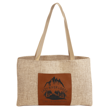 Rawhide 19" x 12" Burlap Bag with 5" Laserable Leatherette Gusset