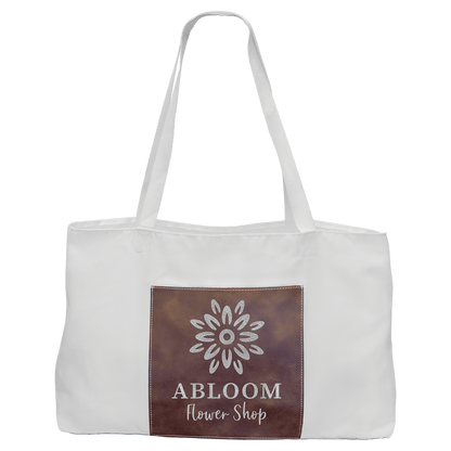 White Bag with 5" Rustic/Silver 19" x 12" Laserable Leatherette Gusset