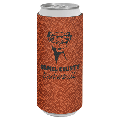 Basketball Laserable Leatherette Slim Beverage Holder