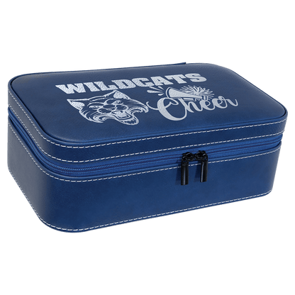 Blue/Silver 7 1/2" X 4 1/2" Laserable Leatherette Jewelry Box