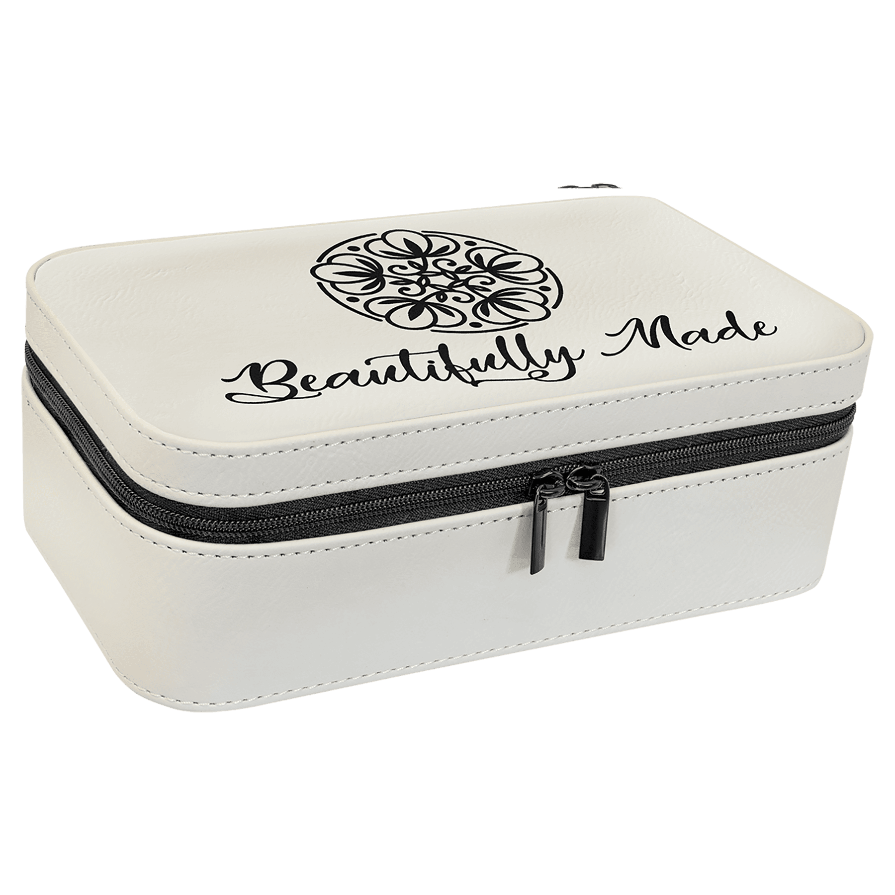 White 7 1/2" X 4 1/2" Laserable Leatherette Jewelry Box