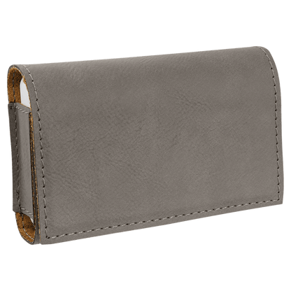 Gray 4 3/4" x 3 1/8" Laserable Leatherette Pill Box