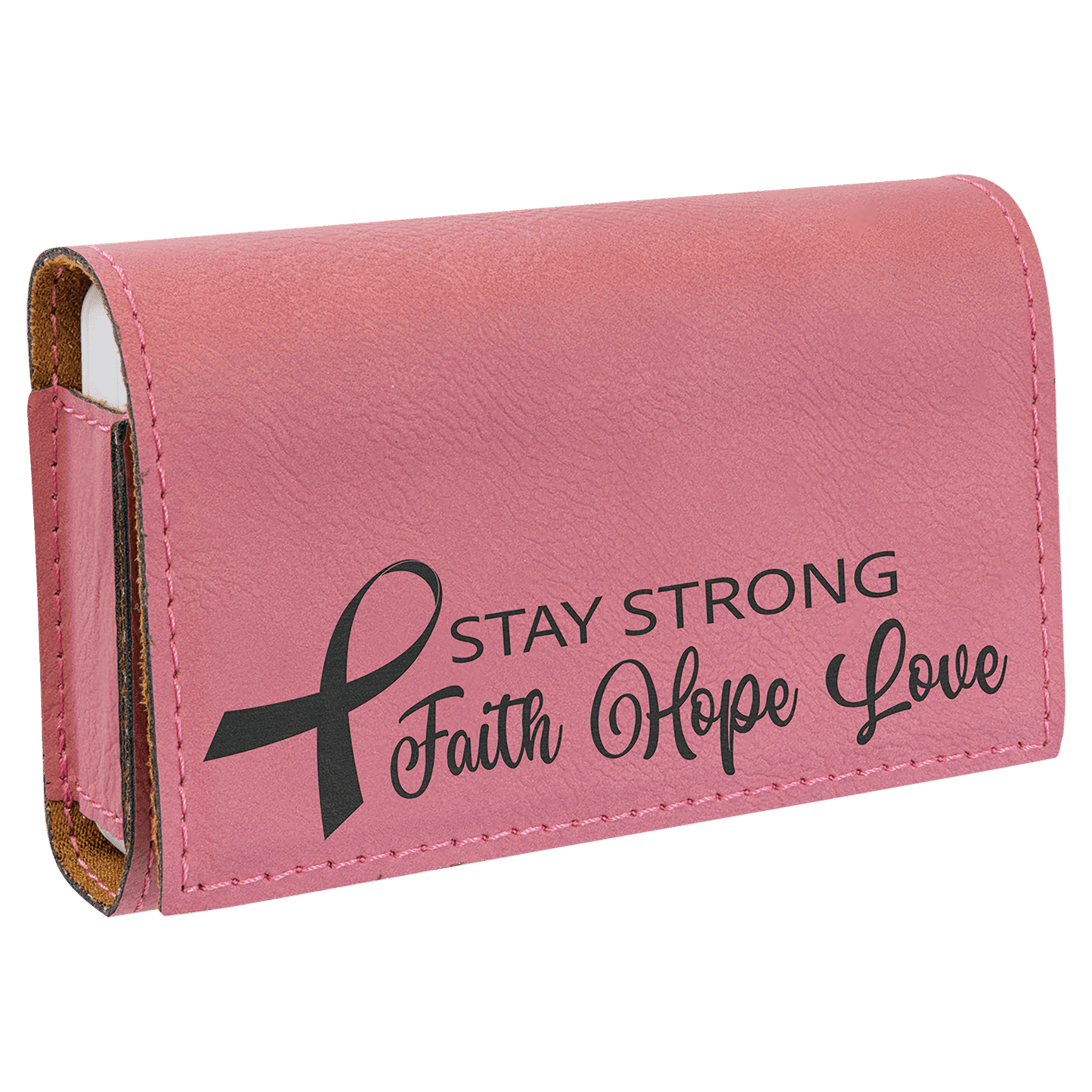 Pink 4 3/4" x 3 1/8" Laserable Leatherette Pill Box
