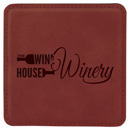 4" 4" x 4" Square Laserable Leatherette 6-Coaster Set