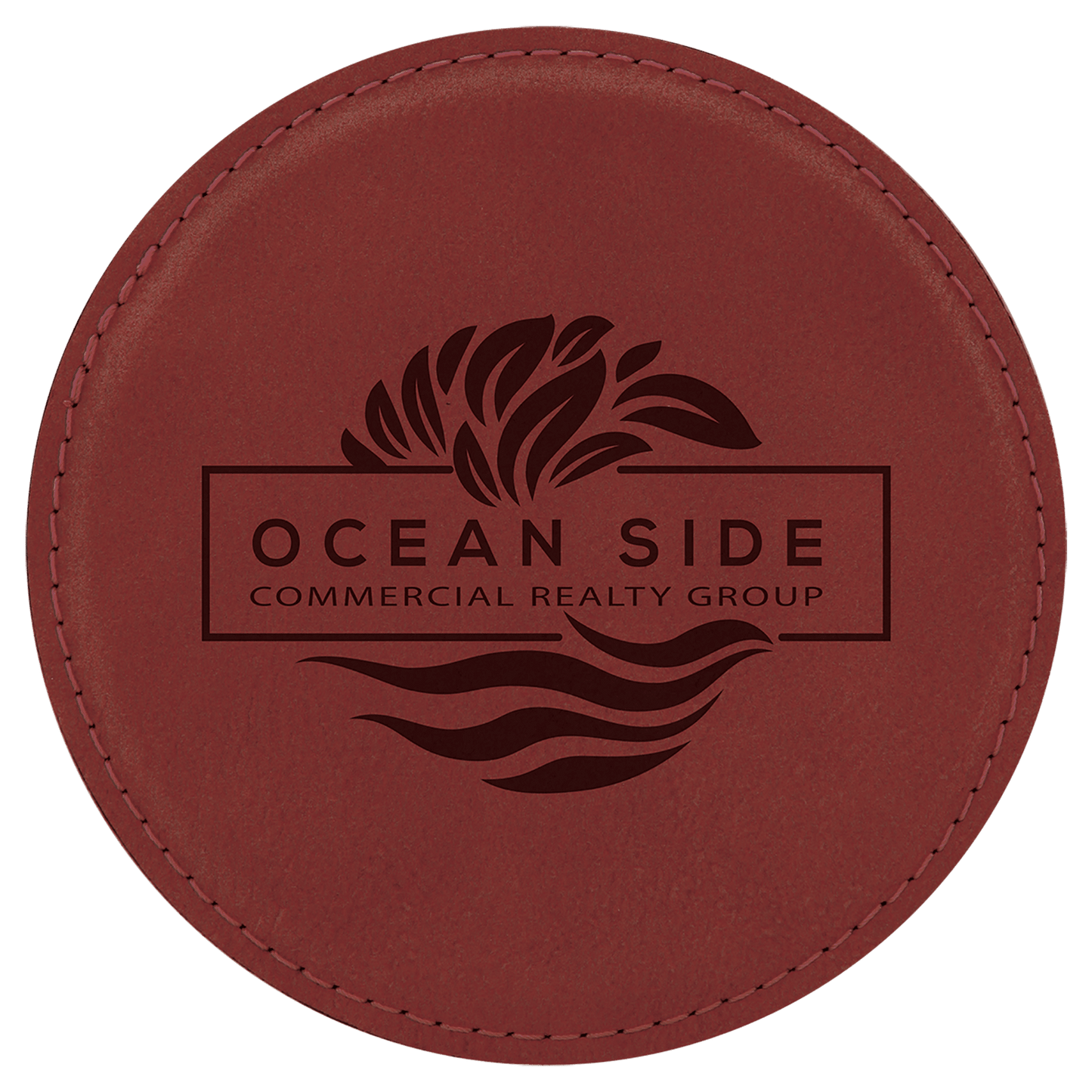 4" 4" Round Laserable Leatherette 6-Coaster Set