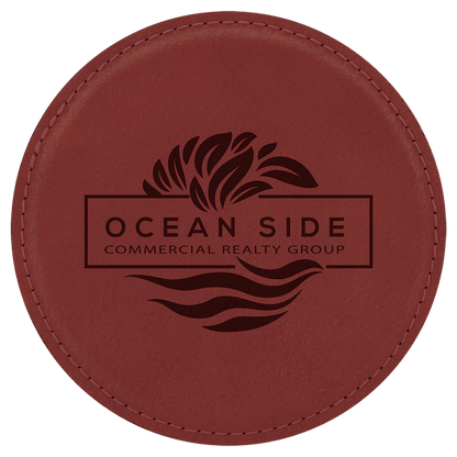 Rose 4" Round Laserable Leatherette Coaster