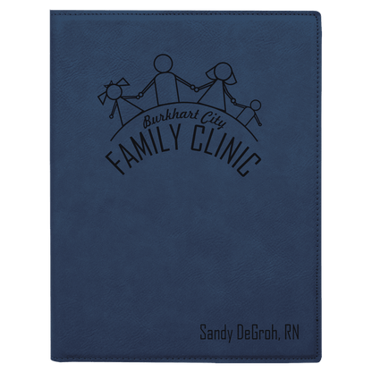 Blue/Black 7" x 9" Laserable Leatherette Small Portfolio with Notepad