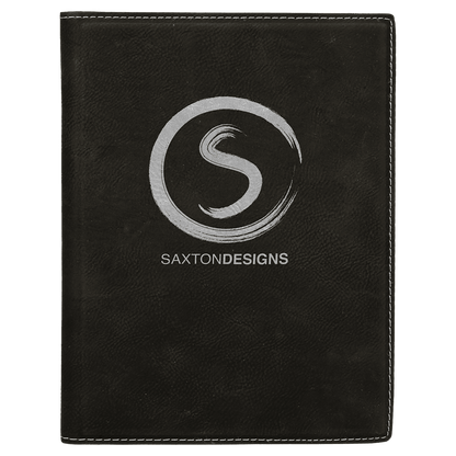 Black/Silver 7" x 9" Laserable Leatherette Small Portfolio with Notepad