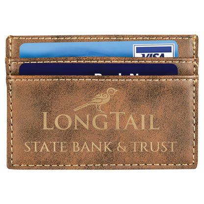Rustic/Gold 4" x 2 3/4" Laserable Leatherette Wallet Clip