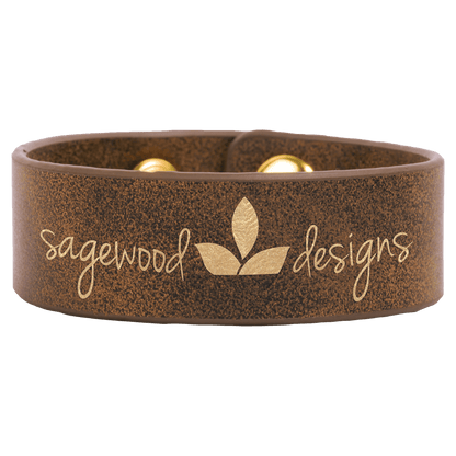 Rustic/Gold 9 1/2" x 1" Laserable Leatherette Cuff Bracelet
