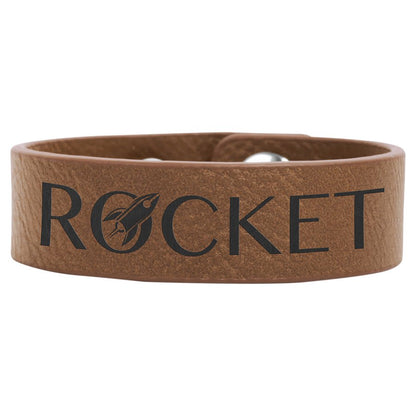 Dark Brown 8 1/2" x 3/4" Laserable Leatherette Youth Cuff Bracelet