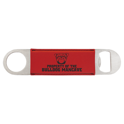 Red 1 1/2" x 7" Laserable Leatherette Bottle Opener