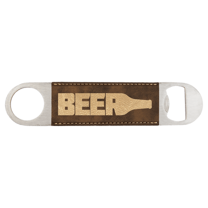 Rustic/Gold 1 1/2" x 7" Laserable Leatherette Bottle Opener