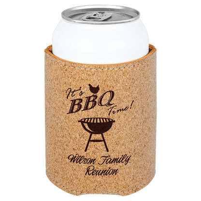 Cork 3 3/4" Laserable Leatherette Beverage Holder