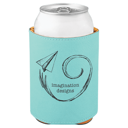 Teal 3 3/4" Laserable Leatherette Beverage Holder