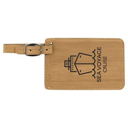 Bamboo 4 1/4" x 2 3/4" Laserable Leatherette Luggage Tag
