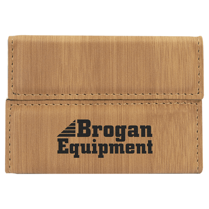 Bamboo 3 3/4" x 2 3/4" Laserable Leatherette Hard Business Card Holder