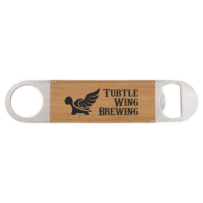 Bamboo 1 1/2" x 7" Laserable Leatherette Bottle Opener