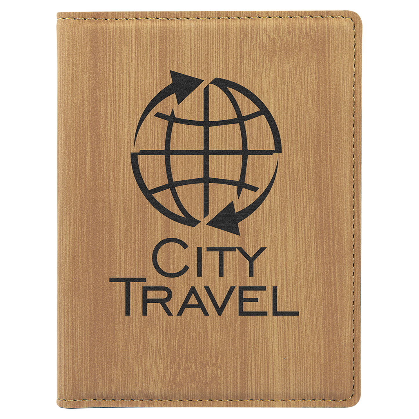Bamboo 4 1/4" x 5 1/2" Laserable Leatherette Passport Holder