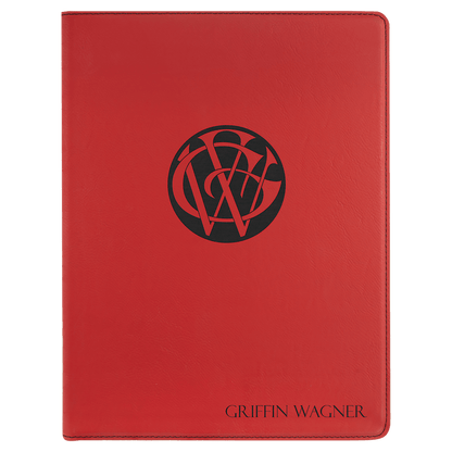 Red 9 1/2" x 12" Laserable Leatherette Portfolio with Notepad